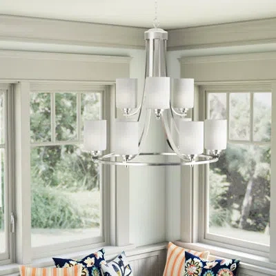 Millennium Lighting Bristo 9 - Light Shaded Tiered Chandelier In Satin Nickel