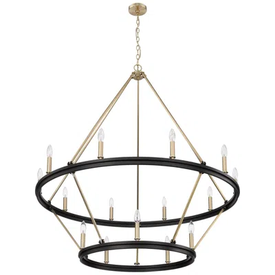 Millennium Lighting Carruth 45"w Matte Black And Modern Gold 15-light Chandelier