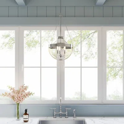Millennium Lighting Clarra 3 Light Pendant Light In Polished Nickel With Clear Glass Shade