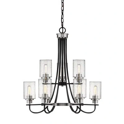 Millennium Lighting Clifton 9 - Light Candle Style Classic / Traditional Chandelier In Matte Black;brushed Nickel