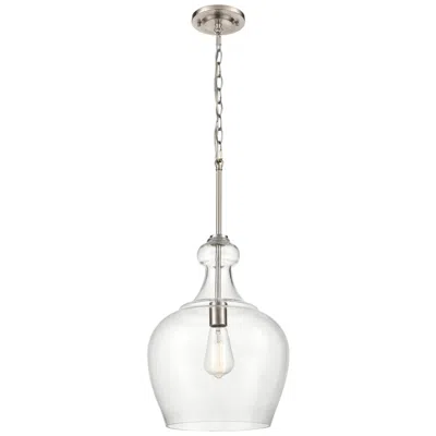 Millennium Lighting Corra 12" Wide Brushed Nickel Mini Pendant With Clear Glass