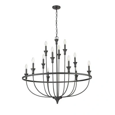 Millennium Lighting Emery 12 - Light 40.2" Wide Candle Style Classic / Traditional Chandelier In Matte Black