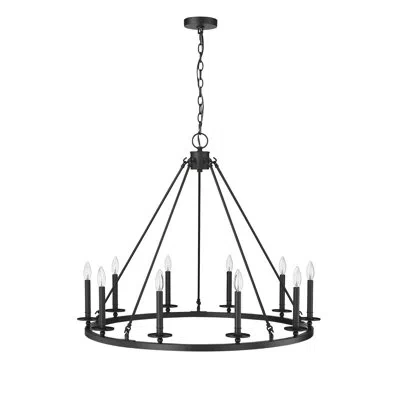 Millennium Lighting Florence 10 - Light Wagon Wheel Chandelier In Matte Black