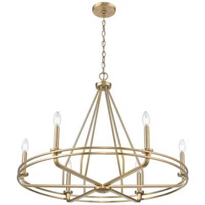 Millennium Lighting Jody 32.5" Wide 6-light Chandelier In Vintage Brass In Gold