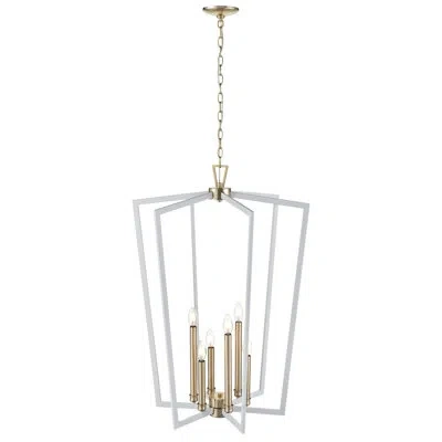 Millennium Lighting Lizabeth 6 Light Pendant Light In Matte White/modern Gold In Matte White,modern Gold