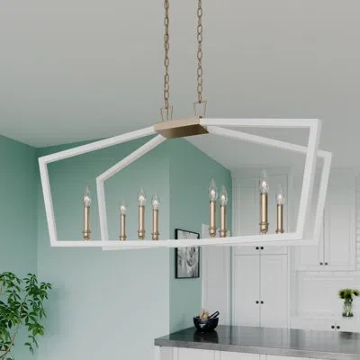Millennium Lighting Lizabeth 8 Light Pendant Light In Matte White/modern Gold In Matte White,modern Gold