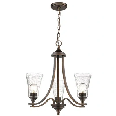 Millennium Lighting Natalie 3-light Shaded Classic / Traditional Chandelier In Rubbed Bronze