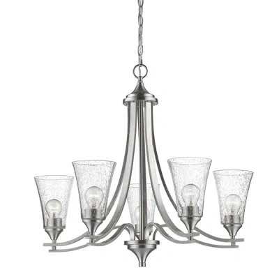 Millennium Lighting Natalie 5-light Shaded Classic / Traditional Chandelier In Satin Nickel