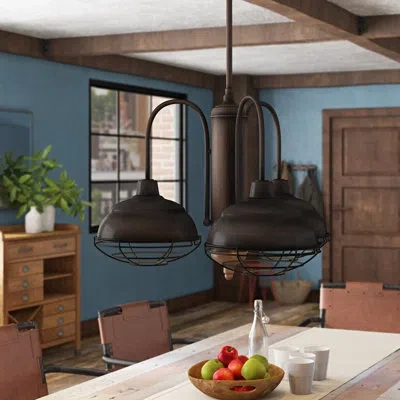 Millennium Lighting Neo-industrial 3 - Light Shaded Classic / Traditional Chandelier In Rubbed Bronze