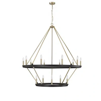 Millennium Lighting Nouvelle 15 - Light 45" Wide Candle Style Chandelier In Matte Black;modern Gold