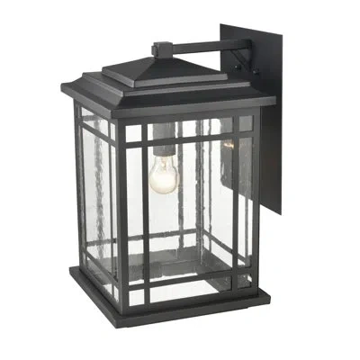 Millennium Lighting Powder Coated Black Seeded Glass Outdoor Wall Lantern In Powder Coated Finish