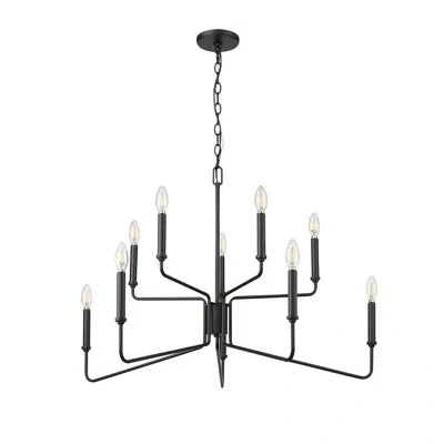 Millennium Lighting Raven 10 - Light 36.1" Wide Candle Style Classic / Traditional Chandelier In Polished Nickel