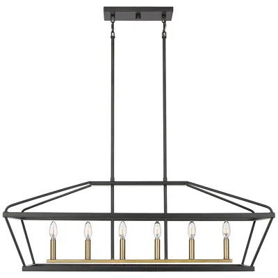 Millennium Lighting Surrey 42" Wide Black And Brass 6-light Linear Chandelier