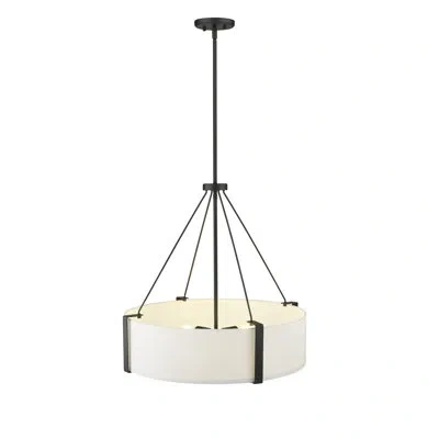 Millennium Lighting Telfar 3 Light Pendant Light With White Fabric Shade In Matte Black
