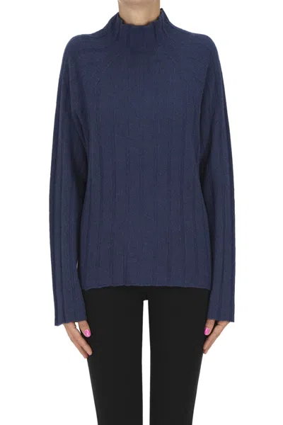 Millenovcentocinquanta7 Ribbed Knit Pullover In Blue
