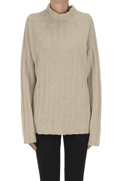 Millenovcentocinquanta7 Ribbed Knit Pullover In Neutral