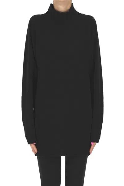 Millenovcentocinquanta7 Turleneck Maxi Pullover In Black
