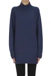 Millenovcentocinquanta7 Turtleneck Maxi Pullover In Blue