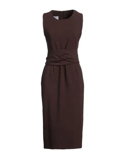 Millenovecentosettantotto Woman Midi Dress Chocolate Brown Size 8 Polyester, Viscose, Elastane