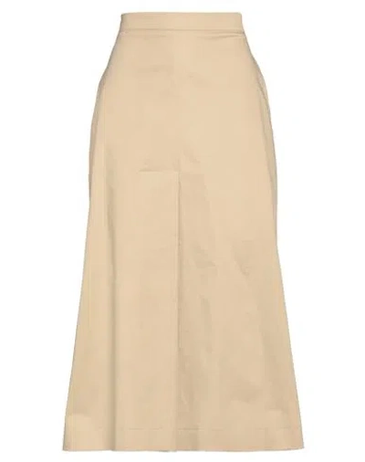 Millenovecentosettantotto Woman Midi Skirt Sand Size 10 Cotton, Elastane In Beige