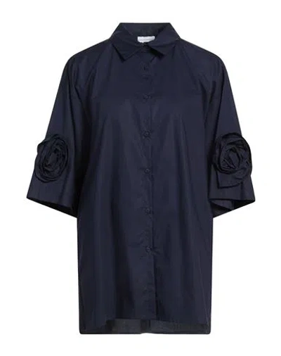 Millenovecentosettantotto Woman Shirt Navy Size L Cotton In Blue