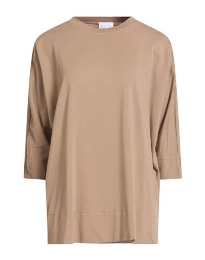 Millenovecentosettantotto Woman T-shirt Khaki Size S Cotton, Elastane In Neutral