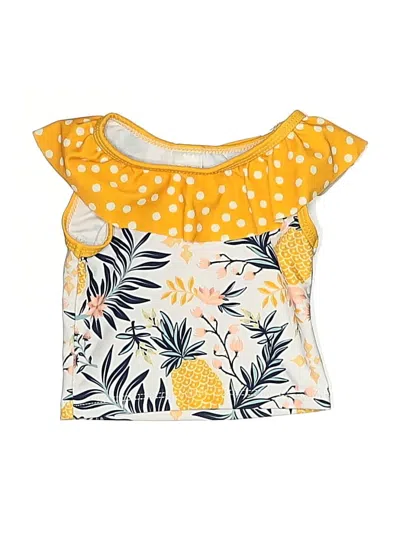 Pre-owned Millie Loves Lily Babies' Short Sleeve Top Yellow Ruffles Neckline Tops