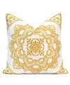 Millihome Padma Embroidery Decorative Pillow, 20" X 20" In Yellow