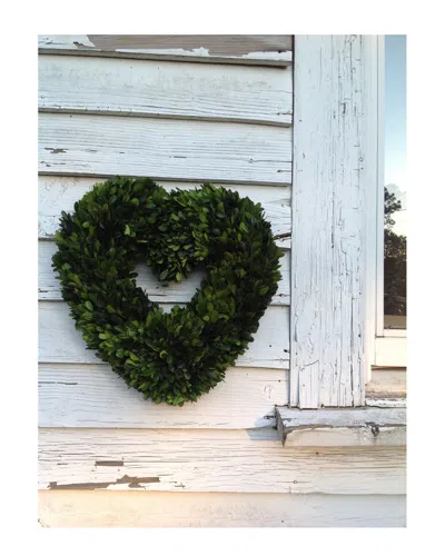 Mills Floral 16in Boxwood Heart Wreath In Green
