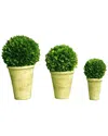 Mills Floral Set Of 3 Boxwood Balls In Beige