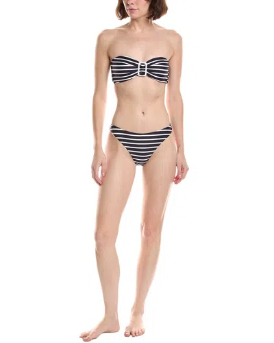 Milly 2pc Nautical Metallic Stripe Bandeau Set In Black