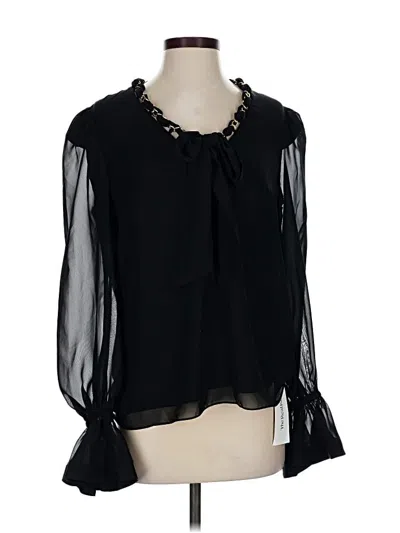 Pre-owned Milly 3/4 Sleeve Blouse In Black