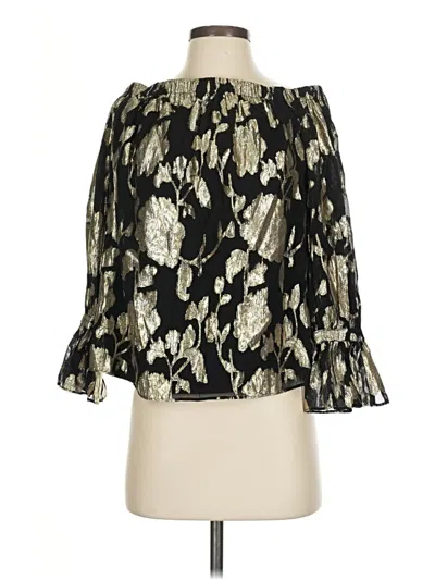 Pre-owned Milly 3/4 Sleeve Blouse In Black