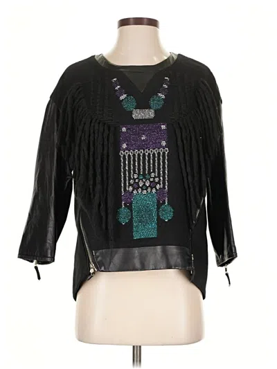 Pre-owned Milly 3/4 Sleeve Blouse In Black