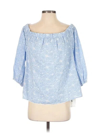 Pre-owned Milly 3/4 Sleeve Blouse In Blue