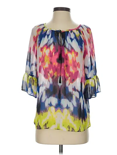 Pre-owned Milly 3/4 Sleeve Blouse In Blue