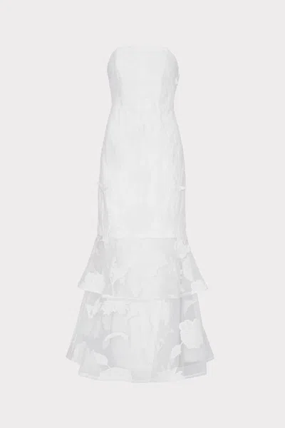 Milly 3d Butterfly Embroidery Strapless Dress In White