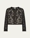 Milly 3d Garden Lace Jacket In Black