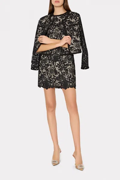 Milly 3d Garden Lace Jacket In Black