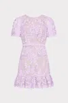 Milly 3d Garden Lace Mini Dress In Lilac