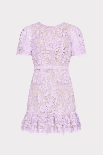 Milly 3d Garden Lace Mini Dress In Lilac