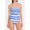 Milly A La Plage Belted One Piece In Blue