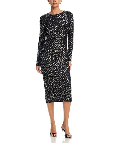 Milly Abbygail Sequin Midi Dress In Black