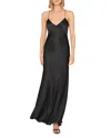 Milly Addie Hammered Satin Maxi Dress In Black