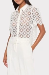 Milly Addison Lace Short Sleeve Shirt In Neutral