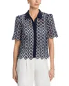 Milly Addison Sheer Lace Top In Blue
