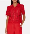 MILLY ADDISON ROJA LACE TOP IN RED