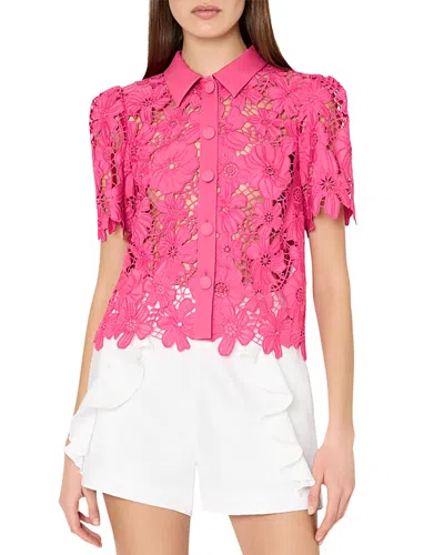 Milly Addison Roja Lace Top In Pink