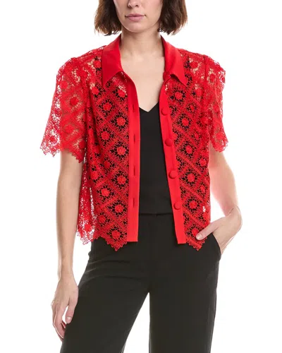 Milly Addison Tile Lace Shirt In 5ad-red