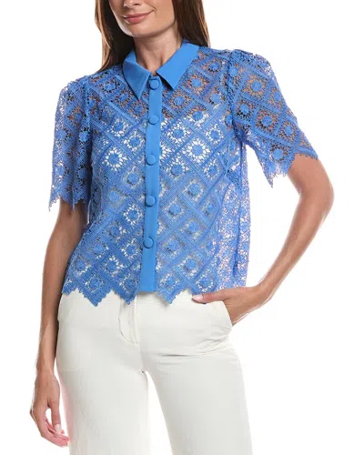 Milly Addison Tile Lace Shirt In 5b6-blue